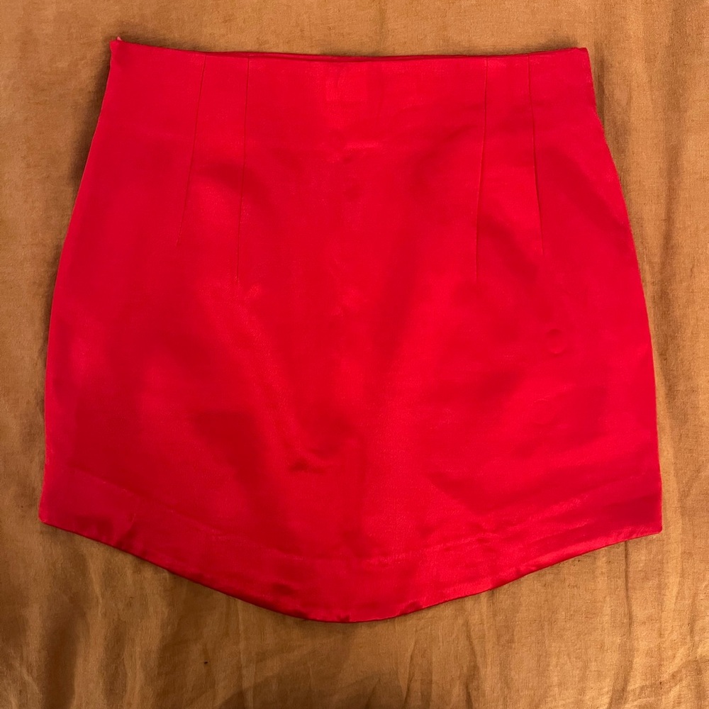 Satin red skirt